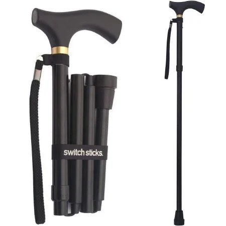 Mabis Healthcare Switch Sticks Folding Cane Aluminum 32 to 37 Inch Height Black – 502-2000-0000