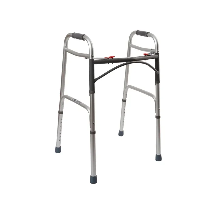 Mckesson Aluminum Dual Release Folding Walker, 32 – 39 Inch Height