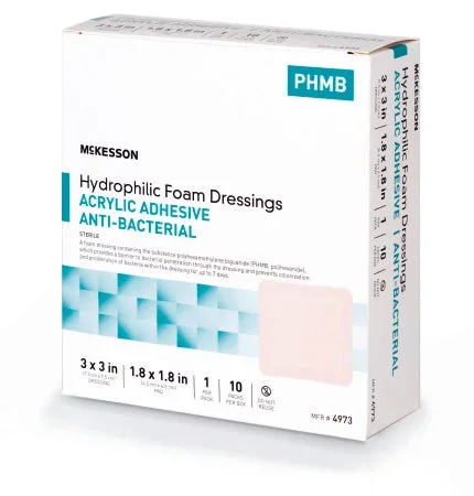 Mckesson Brand Antibacterial Foam Dressing Mckesson 3 X 3 Inch Square Adhesive With Border Sterile – 4973