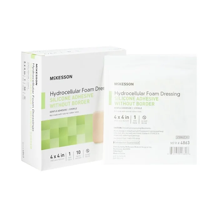 McKesson Hydrocellular Foam Dressings Silicone Adhesive Without Border
