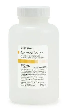 Mckesson Irrigation Solution: Sodium Chloride 0.9% Solution Bottle, Screw Top 250 mL 1 Count