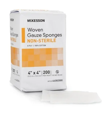 McKesson McKesson Gauze Sponge Cotton 8-Ply 4 X 4 Inch Square NonSterile – 44082000