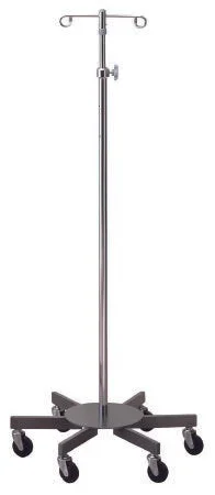 McKesson McKesson Infusion Pump Stand Floor Stand 4-Hook 6-Leg, 3 Inch Rubber Wheel, Ball-Bearing Casters, 26 Inch Diameter Epoxy-Coated Steel Base – 81-43409