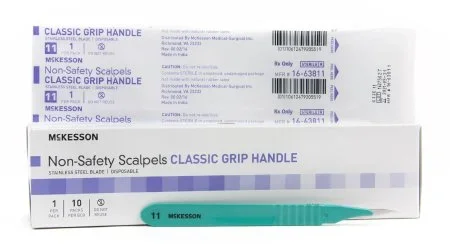 McKesson McKesson Scalpel NonSafety Size 11 Stainless Steel / Plastic Classic Grip Handle Sterile Disposable – 16-63811