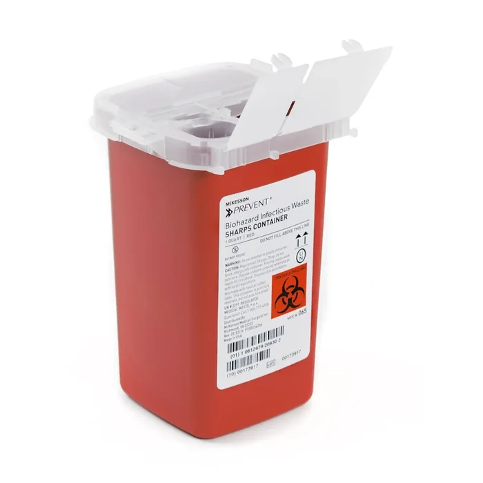 McKesson Prevent® Sharps Container, Red Base – 1 Quart