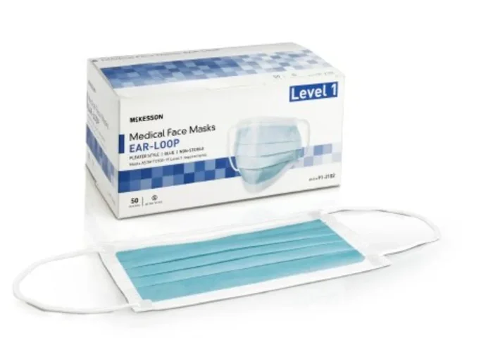 McKesson Procedure Face Mask With Pleated Earloops