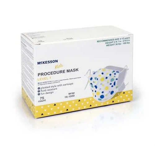 Mckesson Procedure Mask Pleated Earloops Child Size Kid Design ASTM Level 1 Pediatric