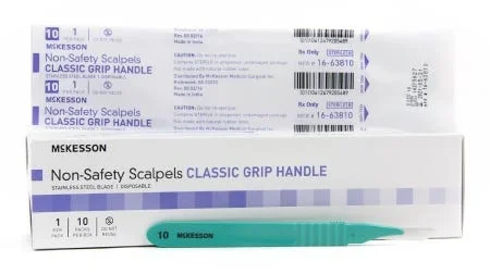 McKesson Scalpel NonSafety Size 10 Stainless Steel / Plastic Classic Grip Handle Sterile Disposable Box of 10