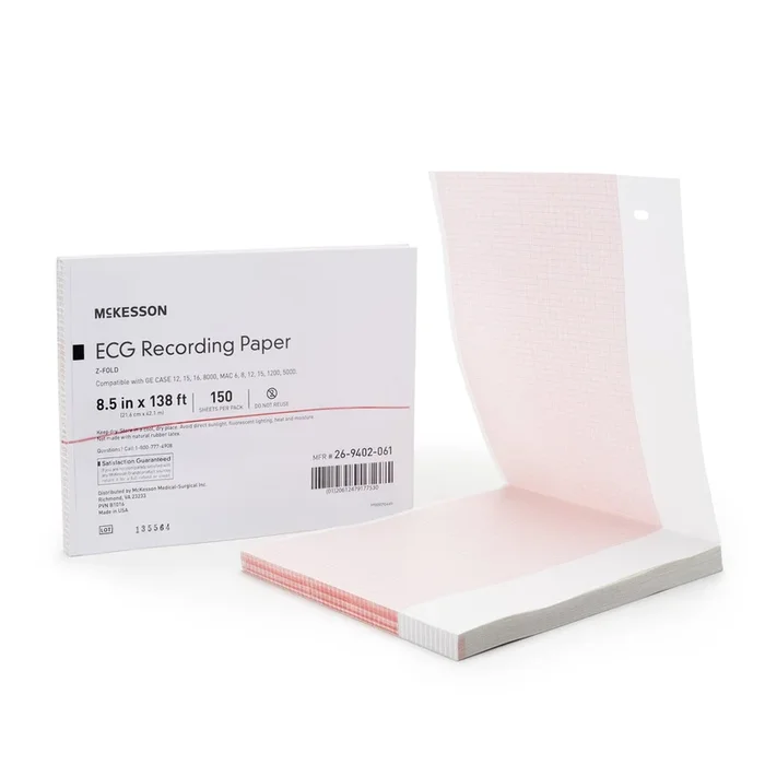 McKesson Z-Fold Thermal Diag. Rec. Paper 8.5″x 138ft Red Grid