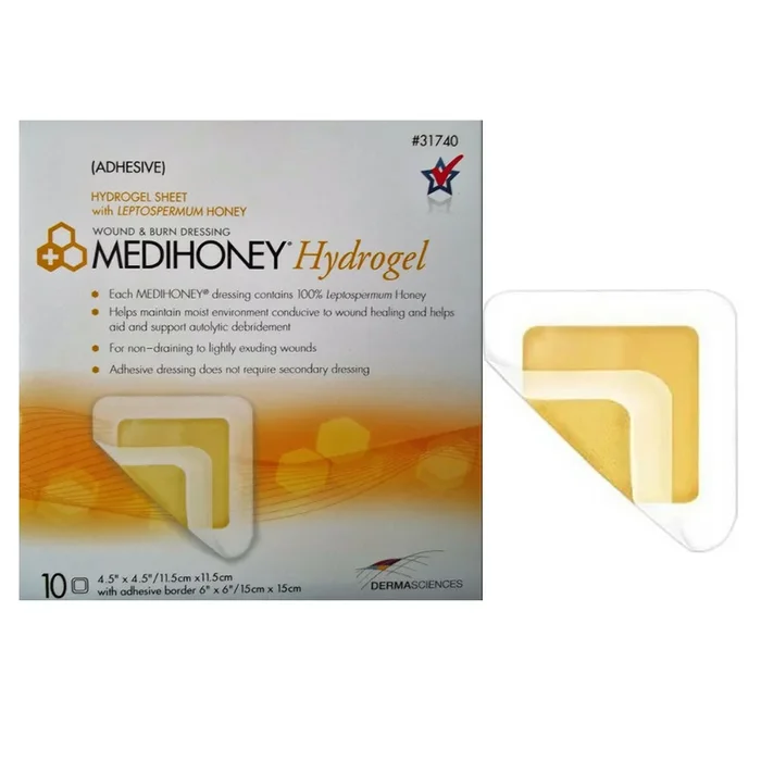 MediHoney Hydrogel Adhesive Dressing, 4.3″ x 4.3, Sterile