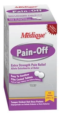 Medique Products Pain-Off Pain Relief 250 mg – 250 mg – 65 mg Strength Acetaminophen / Aspirin / Caffeine Tablet 250 per Box – 22813