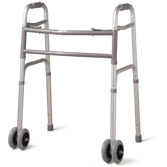 Medline Bariatric Folding Walker with 5″ Wheels