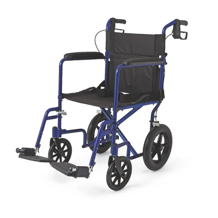 Medline Basic Aluminum Transport Chair with 12″ Wheels