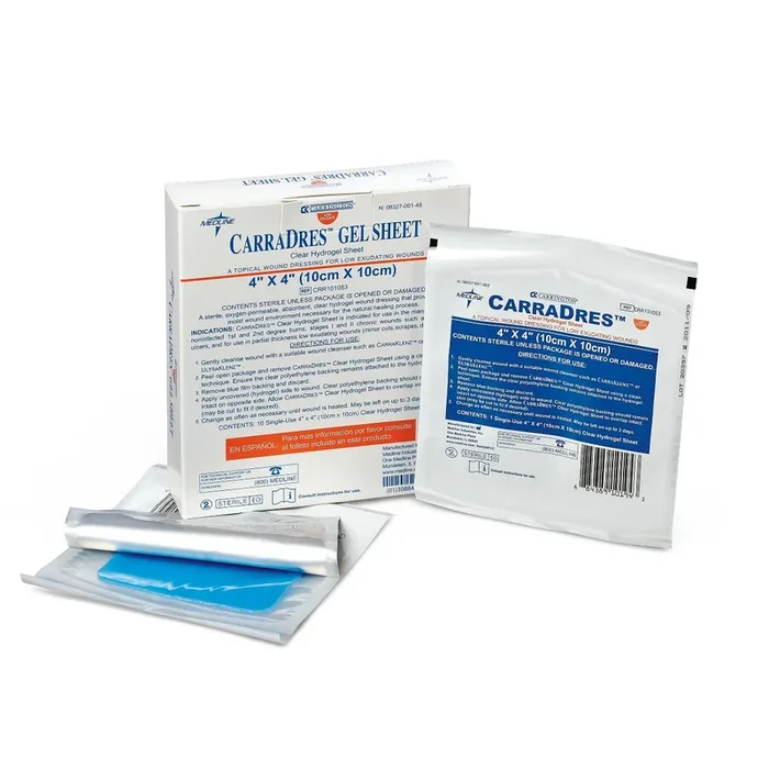 Medline CarraDres Clear Hydrogel Sheets – 4″ x 4″