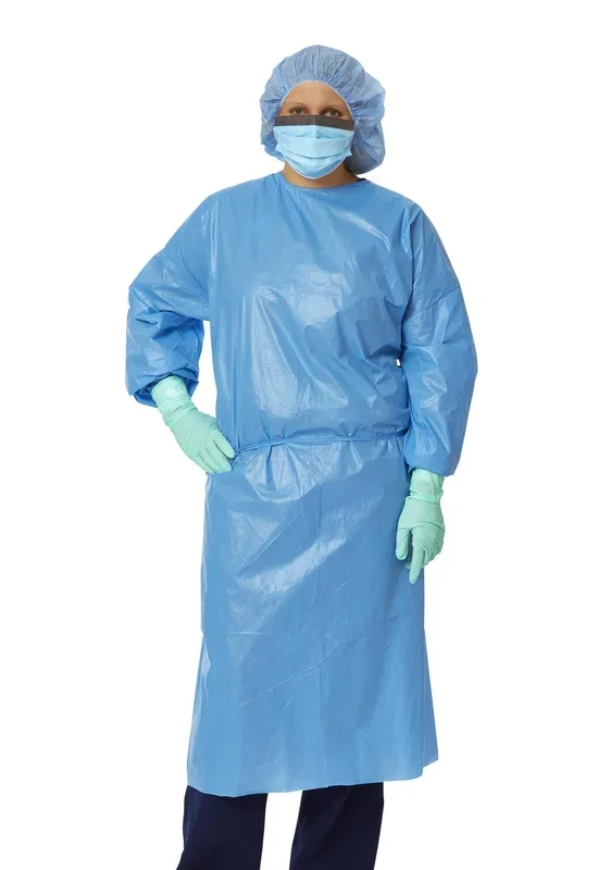 Medline Closed Back Coated Polypropylene Isolation Gowns Blue