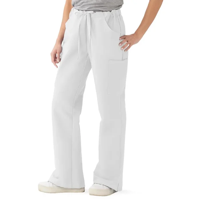 Medline ComfortEase Women’s Modern Fit Cargo Scrub Pants with 4 Pockets – White