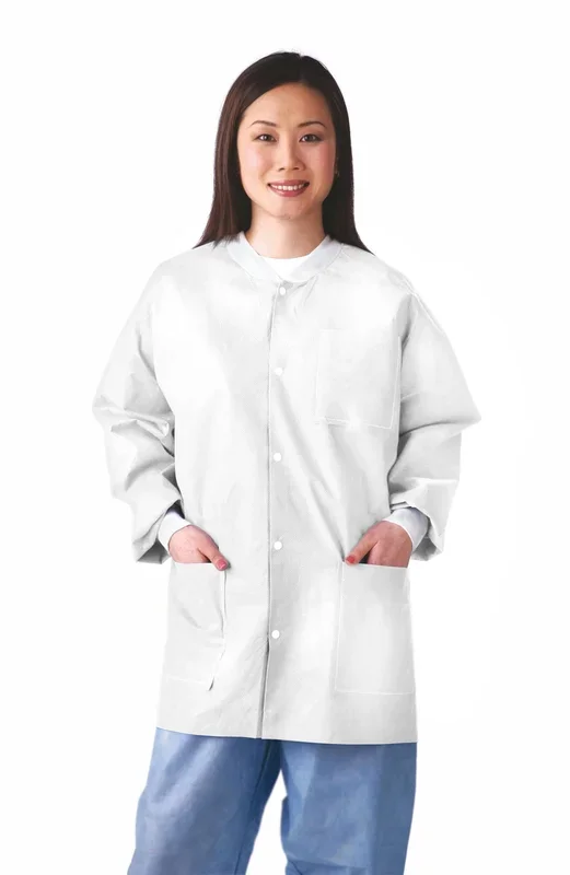 Medline Disposable Multi-Layer Lab Jacket 30 Per Case – White