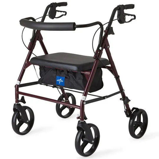 Medline Heavy Duty Bariatric Mobility Rollator with 8 Inch Deluxe Wheels, 400 lbs Capacity