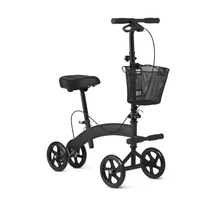 Medline Manual Seated Folding Scooter Knee Walker – Adjustable Height