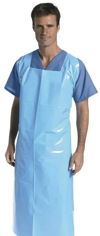 Medline Pullover Heavyweight Plastic Aprons Blue