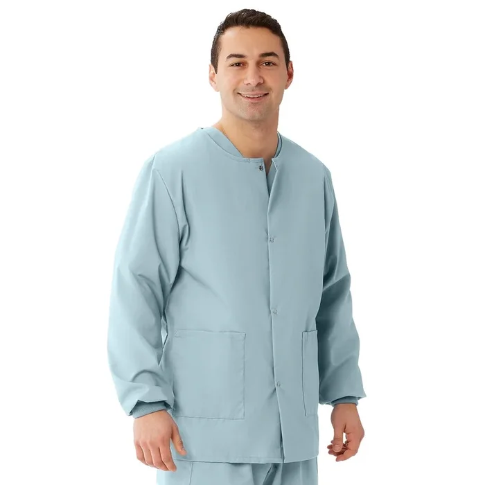 Medline Unisex AngelStat Snap-Front Warm-Up Scrub Jackets – Misty Green