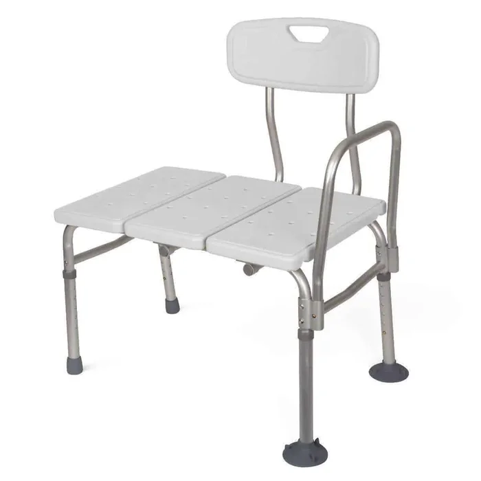 Medline Unpadded Shower Transfer Bench with Suction Cup Tips