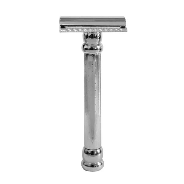 Merkur 47C Chrom Engine-Turned Long Handle CLOSED Comb Safety Razor #10071488