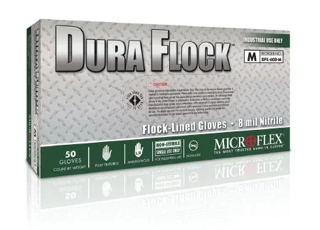Microflex Medical Dura Flock Utility Glove X-Large Flock Lined Green 10.6 Inch Beaded Cuff NonSterile – DFK-608-XL