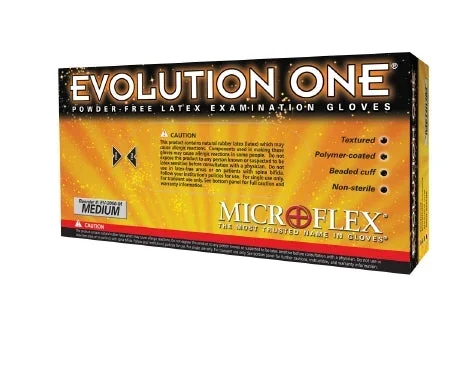 Microflex Medical Evolution One Exam Glove Medium NonSterile Latex Standard Cuff Length Fully Textured White Not Chemo Approved – EV-2050-