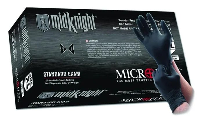 MidKnight NonSterile Nitrile Exam Gloves, Black