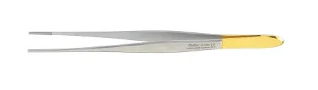 Miltex Dressing Forceps Cushing 7 Inch Surgical Grade Stainless Steel / Tungsten Carbide NonSterile NonLocking Thumb Handle Straight Serrated Tip – 6-166TC