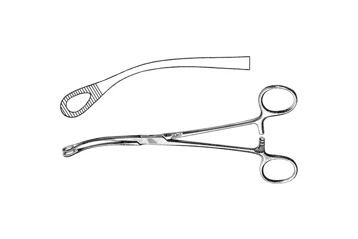 Miltex Jarit Uterine Polyp Forceps Laufe 8 Inch Surgical Grade Stainless Steel NonSterile Ratchet Lock Finger Ring Handle Curved 5 X 15 mm Tip, Serrated Jaws – 505170