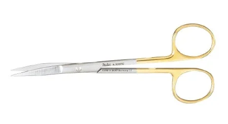 Miltex Miltex Carb-N-Sert Operating Scissors Goldman-Fox 5 Inch Length OR Grade Stainless Steel (German) / Tungsten Carbide NonSterile Finger Ring Handle Curved Blade Sharp/Sharp – 5-320TC