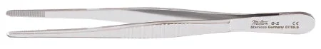 Miltex Miltex Dressing Forceps 4-1/2 Inch OR Grade Stainless Steel (German) NonSterile NonLocking Thumb Handle Straight Serrated Tips – 43620