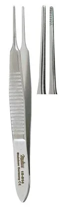 Miltex Miltex Dressing Forceps Graefe 2-3/4 Inch OR Grade Stainless Steel (German) NonSterile NonLocking Thumb Handle Straight Serrated Tip – 18-814