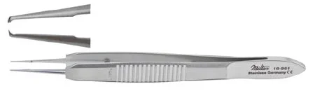 Miltex Miltex Suture Forceps Castroviejo 4 Inch OR Grade Stainless Steel (German) NonSterile NonLocking Thumb Handle Straight Serrated Tips w/1 X 2 Teeth – 18-955
