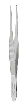 Miltex Miltex Utility Forceps Wills Hospital 4 Inch OR Grade Stainless Steel (German) NonSterile NonLocking Thumb Handle Straight Serrated Tip – 18-970