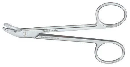 Miltex Miltex Wire Cutting Scissors 4-3/4 Inch Length OR Grade Stainless Steel (German) NonSterile Finger Ring Handle Angled Blade Blunt/Blunt – 9-124