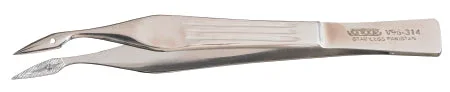 Miltex Vantage Splinter Forceps 4-1/4 Inch Floor Grade Stainless Steel NonSterile NonLocking Thumb Handle Curved Pointed, Serrated Tip – V96-314