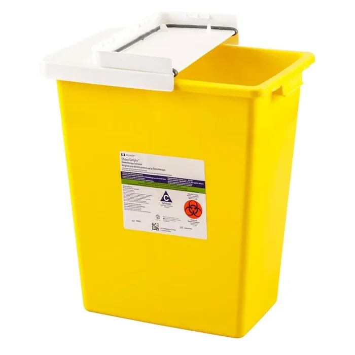 Monoject™ PGII D.O.T. Compliant Sharps Disposal Container 8 gal, Yellow, Hinged Lid