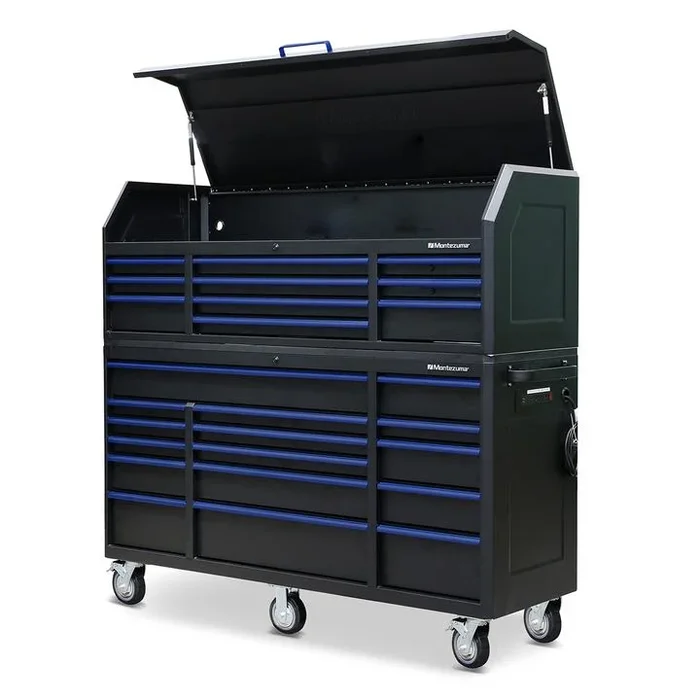 Montezuma 72 X 20 Inch Tool Box & Rolling Tool Cabinet With Multiple Power Outlets