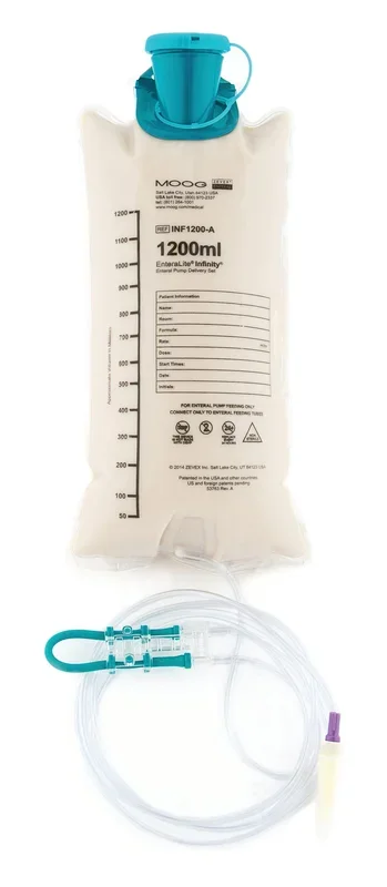 Moog EnteraLite® Infinity™ Administration Set, with Pre-Attached ENFit Transitional Connector, 1200mL Bag