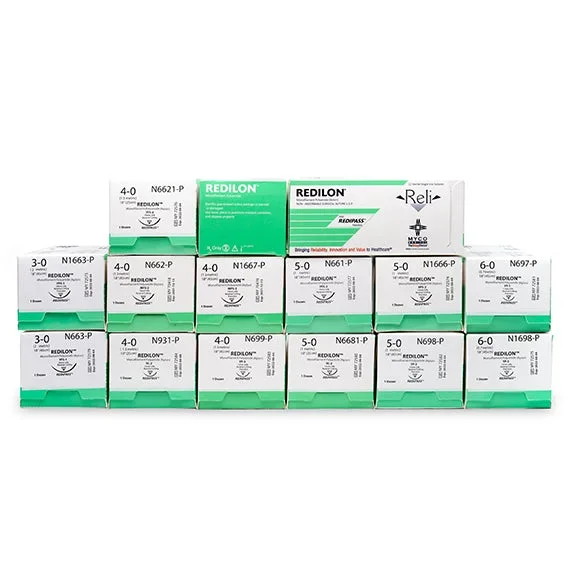 Myco Medical Supplies Reli Redilon Suture with Needle Nonabsorbable Uncoated Black Suture Monofilament Nylon Size 2-0 18 Inch Suture 1-Needle 26 mm Length 3/8 Circle Reverse Cutting Needle – N664-SI