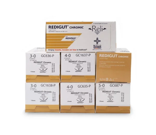 Myco Medical Supplies Reli Suture with Needle Absorbable Uncoated Undyed Suture Chromic Gut Size 4-0 27 Inch Suture 1-Needle 19 mm Length 3/8 Circle Reverse Cutting Needle – GC635-BRC