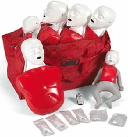 Nasco Life/Form Basic Buddy CPR Manikin Convenience Pack Four Basic Buddies, Two Baby Buddies, Six Lung Installation Tools, 40 Basic Buddy Lung Bags, 20 Baby Buddy Lung Bags, and Carrying Bag – LF03732