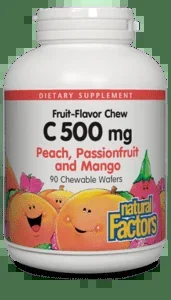 Natural Factors Vitamin C 500 mg Peach PassionFruit Mango Chewables