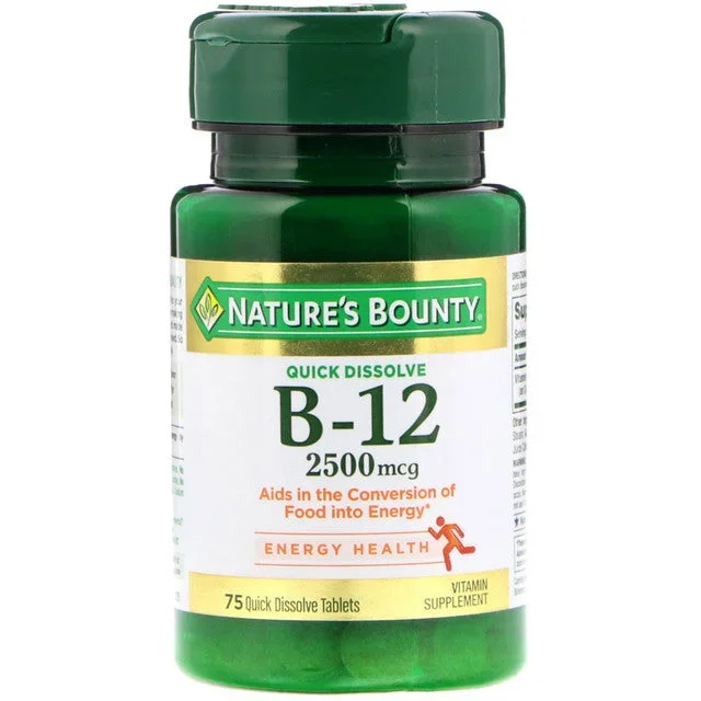 Nature’s Bounty Quick Dissolve B-12, 2,500mcg, 75 ct