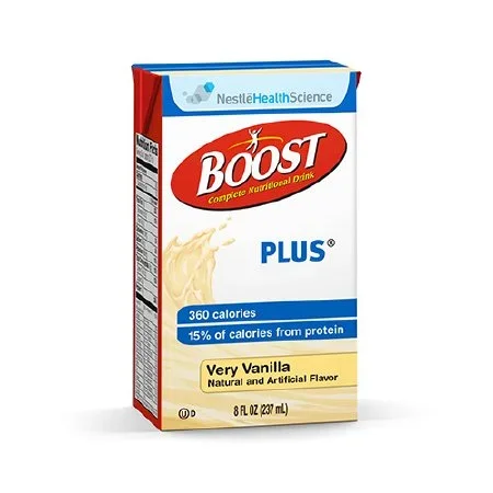 Nestle Healthcare Nutrition Boost Plus Oral Supplement Very Vanilla Flavor 8 oz. Tetra Brik Ready to Use – 10043900931385