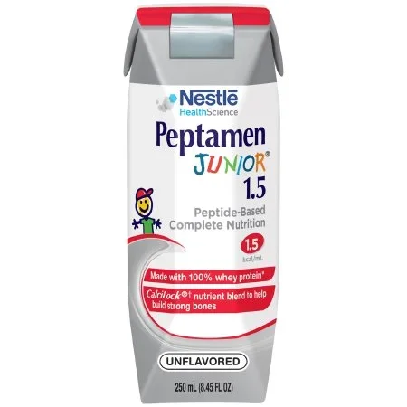 Nestle Healthcare Nutrition Peptamen Junior 1.5 Pediatric Tube Feeding Formula 8.45 oz. Carton Ready to Use Unflavored Ages 1-13 Years – 798716173636