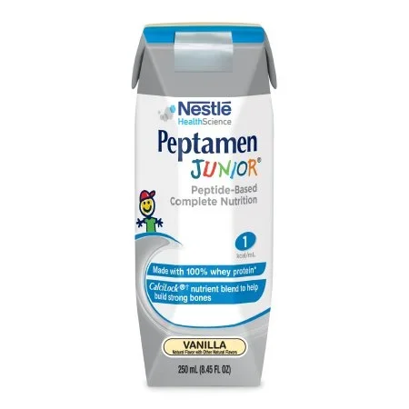 Nestle Healthcare Nutrition Peptamen Junior Pediatric Oral Supplement / Tube Feeding Formula Vanilla Flavor 250 mL Tetra Prisma Ready to Use – 798716162524